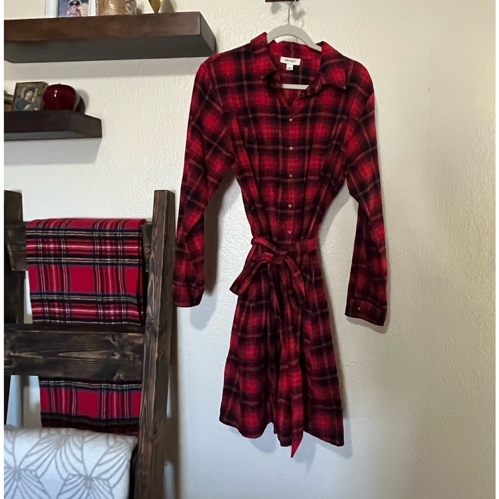 On 34th Flannel Dress in Red Plaid